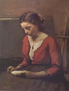 Jean Baptiste Camille  Corot La liseuse (mk11) USA oil painting reproduction
